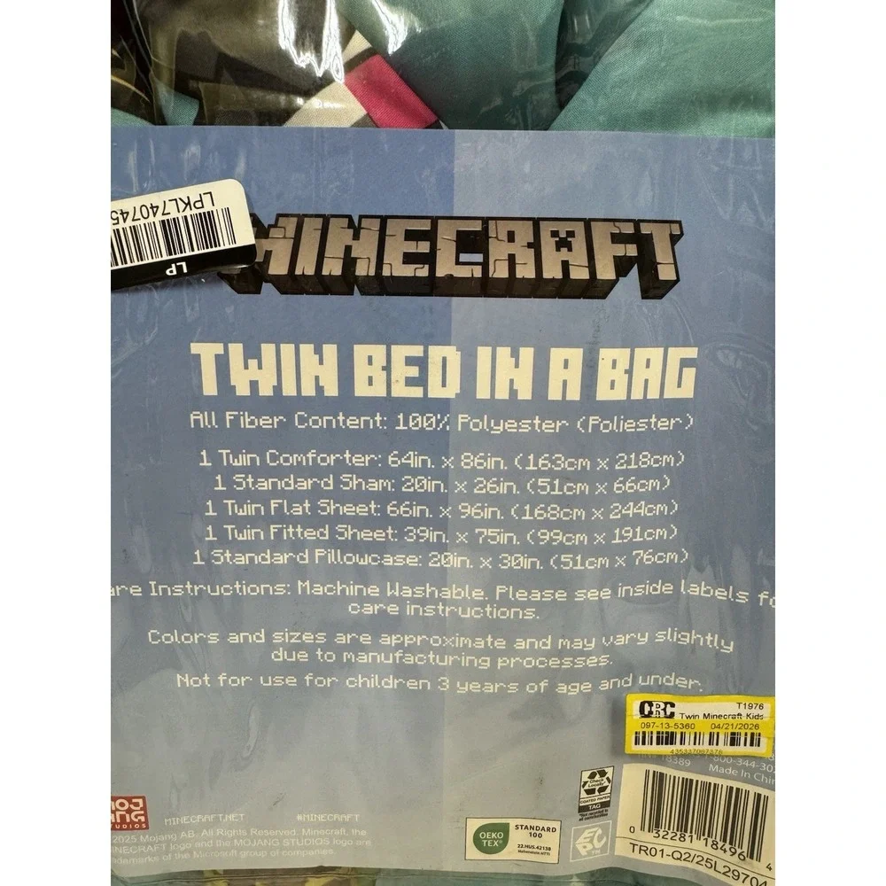 Twin Minecraft Kids' Bed in a Bag - 5 Piece Set